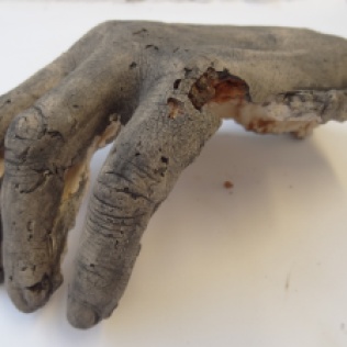 Worn Hand, Clay, Black Iron Oxide. 2014